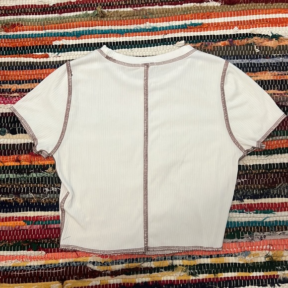 Garage Crop Top with brown lines! Stretchy material and super comfy! - Picture 2 of 3